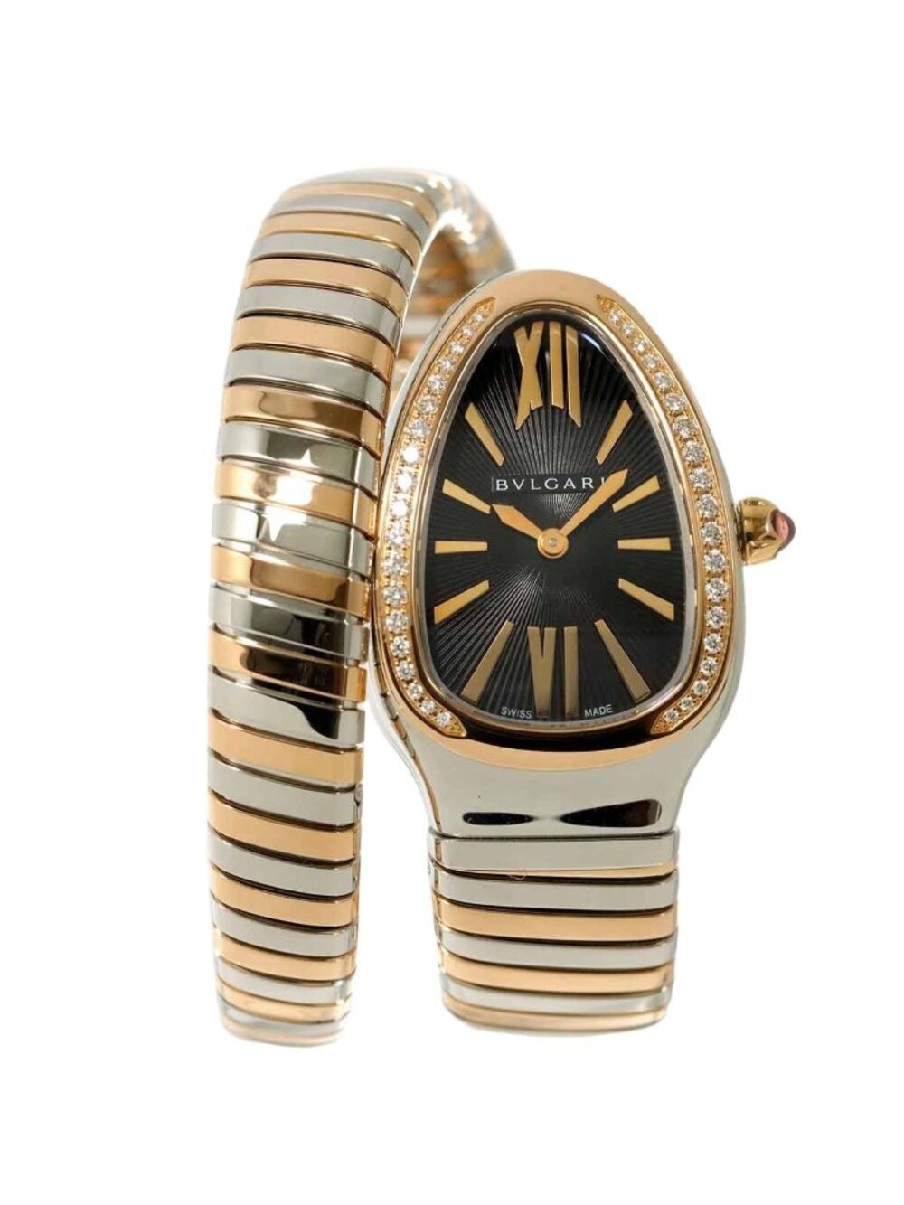 Bvlgari Serpenti Tubogas Combination Watch Diamond Bezel 18K Pink Gold Quartz
